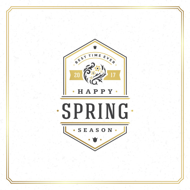 春天徽章矢量排版设计复古贺卡图片下载