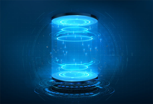 未来或魔法门户与辉光效果。空白展示，舞台或讲台展示未来赛博朋克风格的产品。用光和灯光圈科幻元素。股票向量图片下载