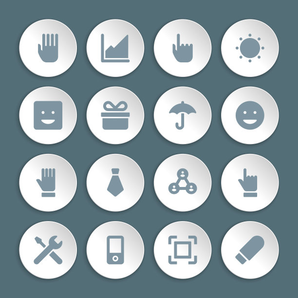 平面图标矢量设置纸和阴影效果的网站设计图片下载