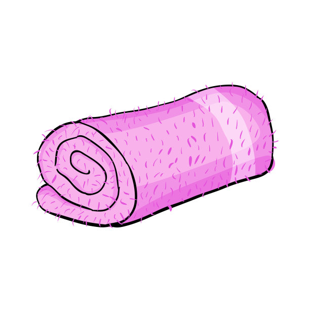 粉红色卷折叠蓬松的毛巾布。水疗中心，酒店纺织配件。孤立在白色背景中图片下载