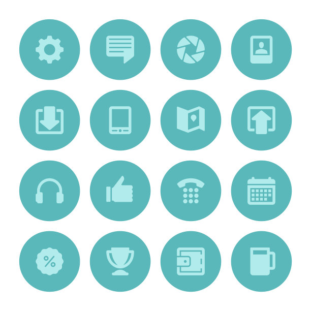 平面图标矢量设置和长阴影效果的网页设计图片下载