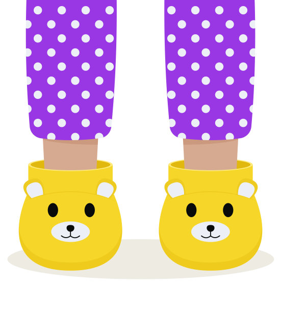 儿童睡衣拖鞋。穿着滑稽拖鞋的孩子们的脚。睡衣派对。图片下载