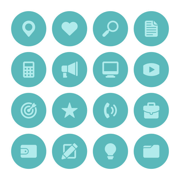 平面图标矢量设置和长阴影效果的网页设计图片下载