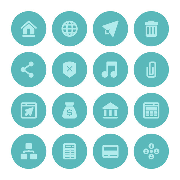 平面图标矢量设置和长阴影效果的网页设计图片下载