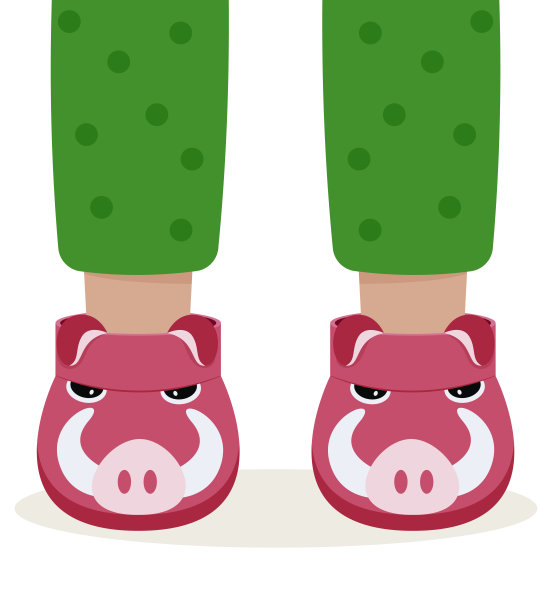 儿童睡衣拖鞋。穿着滑稽拖鞋的孩子们的脚。睡衣派对。图片下载