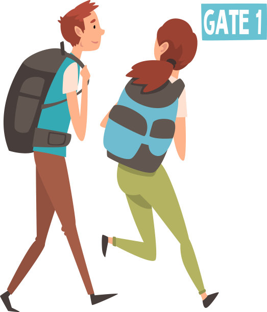 年轻的男女背着背包跑步图片下载