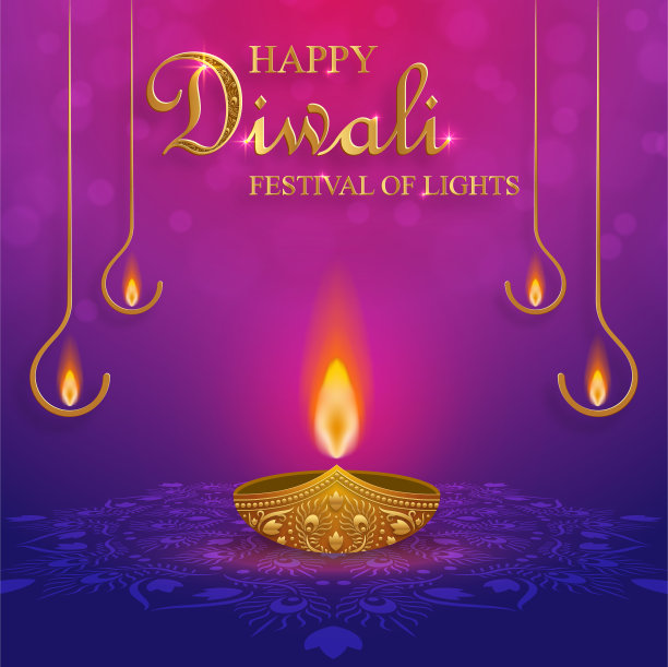 节日排灯节和迪帕瓦里节卡。印度的灯节图片下载
