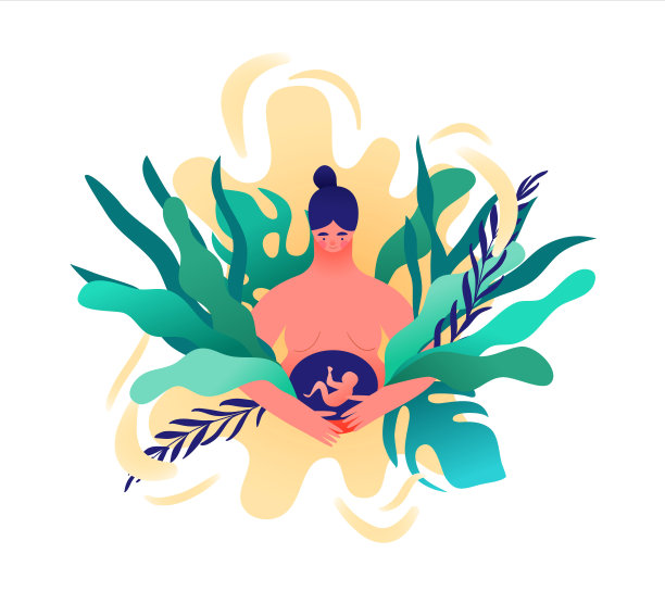 绿色自然环境下的孕妇图片下载