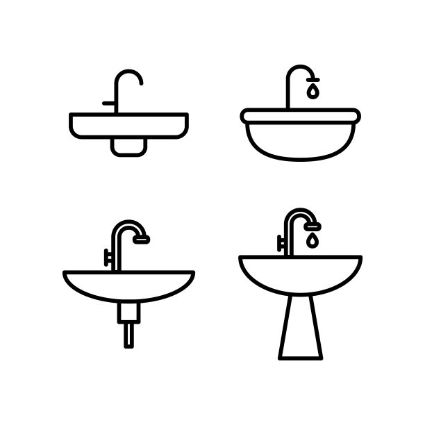 水槽，洗脸盆图标标志设计矢量模板插图图片下载
