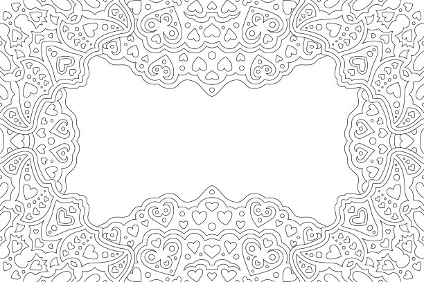 线艺术为情人节着色书的边界图片下载