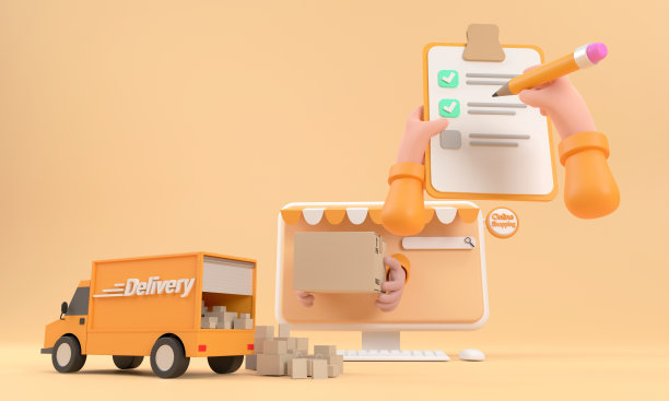 快递员的卡通手检查和手写在剪贴板上图片下载