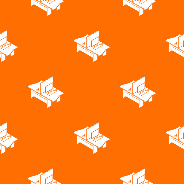 双办公桌图案橙色图片下载