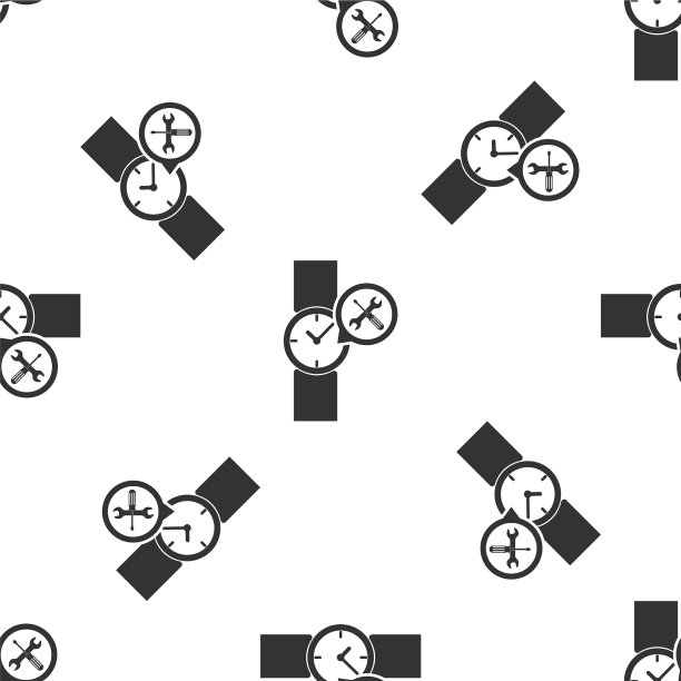 灰色腕表与螺丝刀和扳手图标图片下载