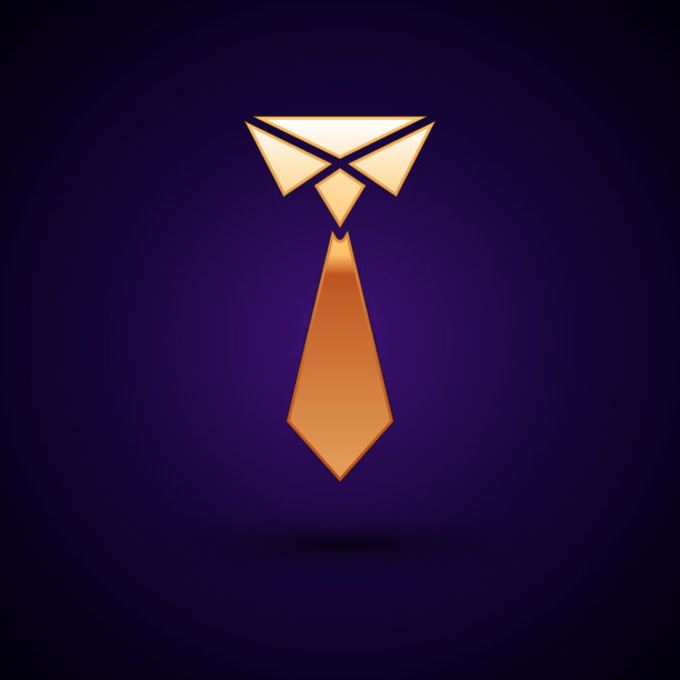 金色领带图标孤立在深蓝色背景图片下载