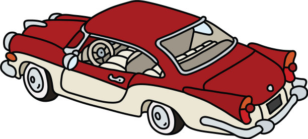 有趣的老红白轿车图片下载