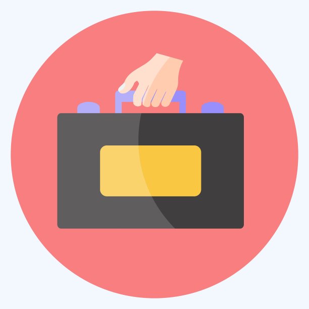 图标拿着公文包。适用于手部动作符号。平的风格。简单的设计可编辑。设计模板向量。简单的符号说明图片下载