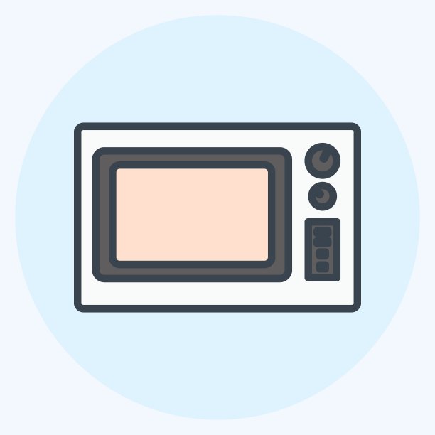 图标微波炉。适合家居标志。颜色风格交配。简单的设计可编辑。设计模板向量。简单的符号说明图片下载