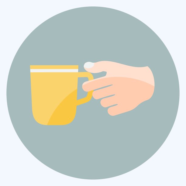 图标持有咖啡杯。适用于手部动作符号。平的风格。简单的设计可编辑。设计模板向量。简单的符号说明图片下载