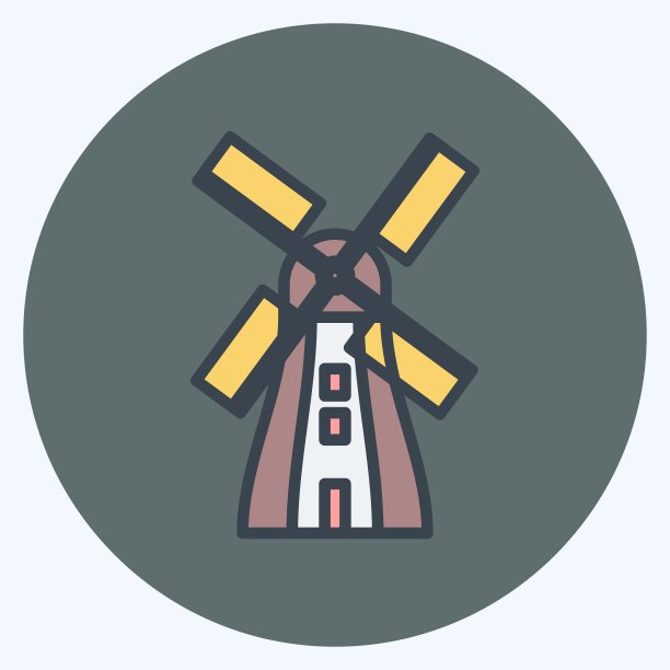 图标风车。适合作为狂野西部的象征。颜色风格交配。简单的设计可编辑。设计模板向量。简单的符号说明图片下载