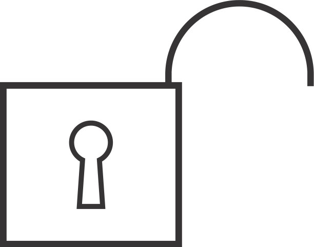 已解锁线条黑色图标图片下载