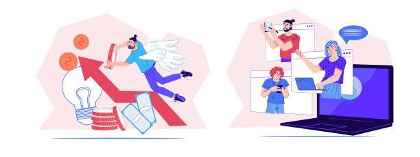 企业设定投资主题和企业在线传播矢量。图片下载