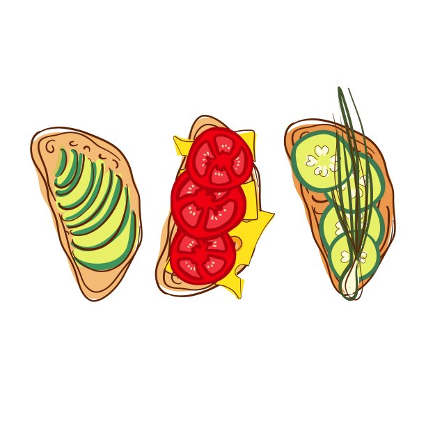 鳄梨，黄瓜和西红柿三明治图片下载