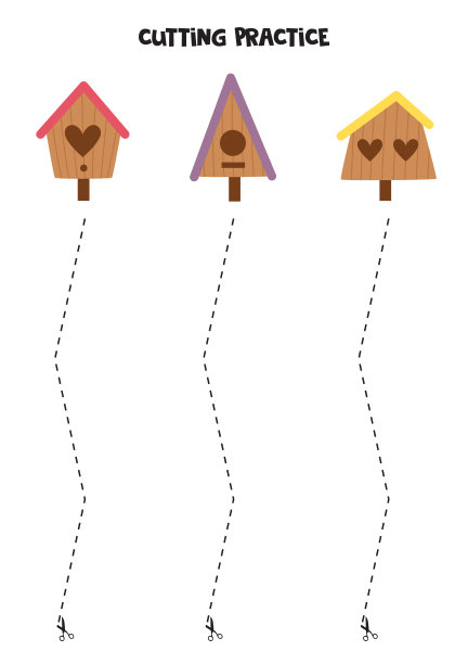 用卡通鸟舍给孩子们做练习。图片下载