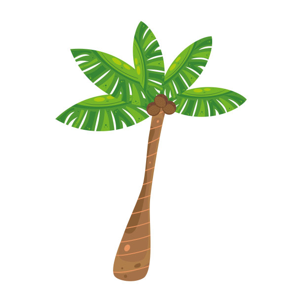 孤立的棕榈树图标平面矢量设计图片下载