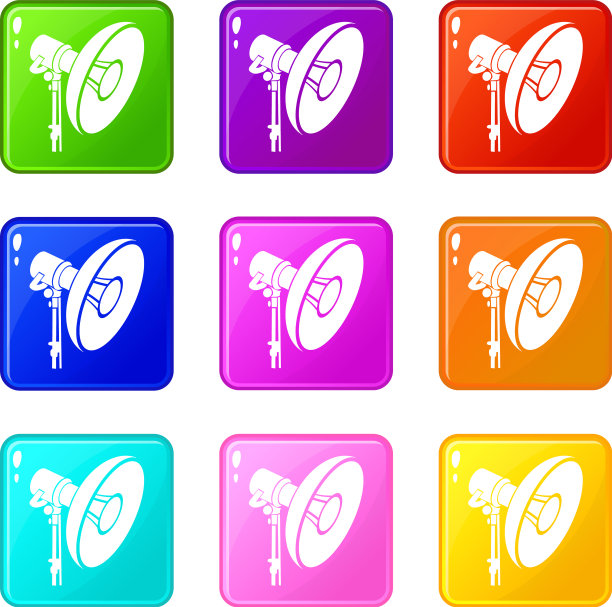 专业工作室灯光图标集9种颜色图片下载