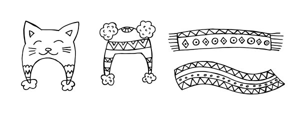 手绘冬季服装组合：2023新年圣诞节涂鸦矢量素材图片下载