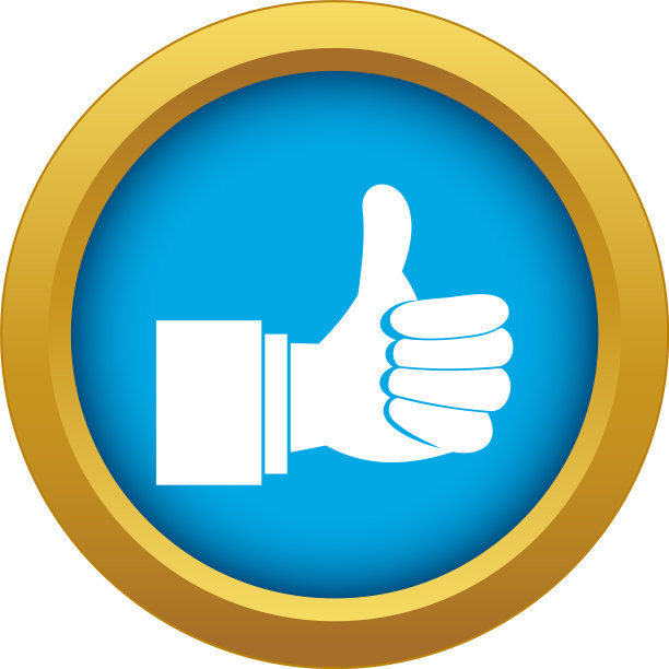 拇指向上的手势图标蓝色孤立图片下载