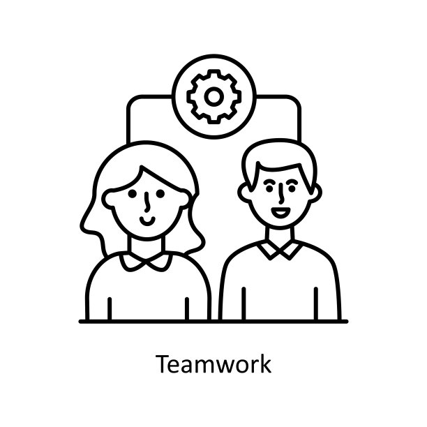 团队协作矢量轮廓图标设计插图。训练符号在白色背景EPS 10文件图片下载