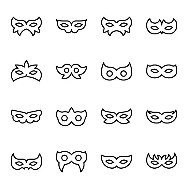 化妆面具图标的庆祝可编辑图片下载