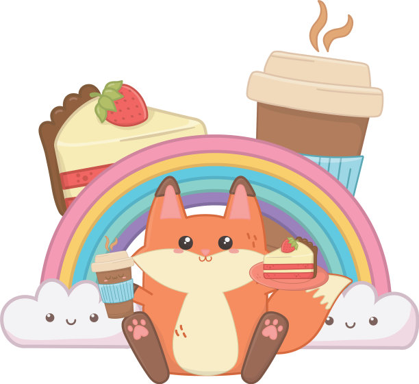 孤立可爱的狐狸卡通设计图片下载