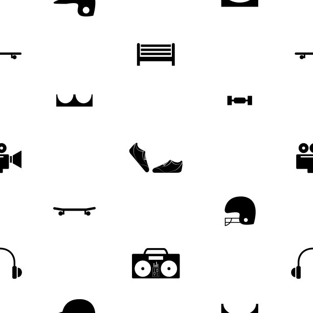 滑板无缝图案背景图标图片下载