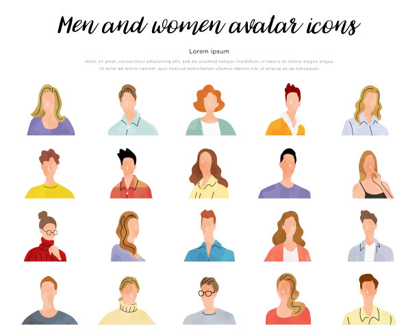 矢量插图材质:人物、头像、布景图片下载