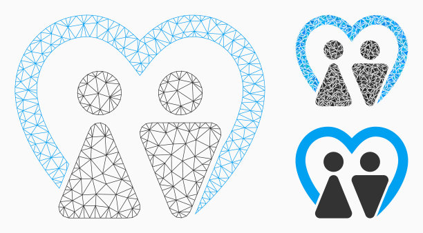 婚姻网格二维模型和三角形马赛克图片下载