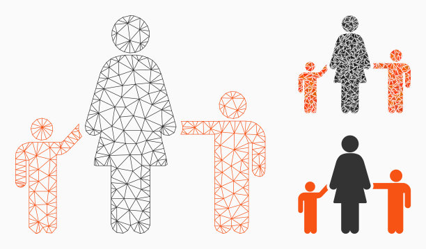 母亲和儿童网格二维模型和图片下载