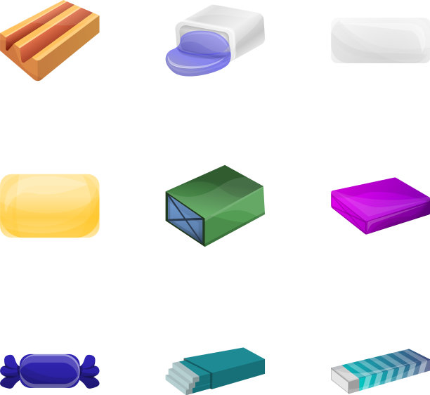 泡泡糖图标集卡通风格图片下载