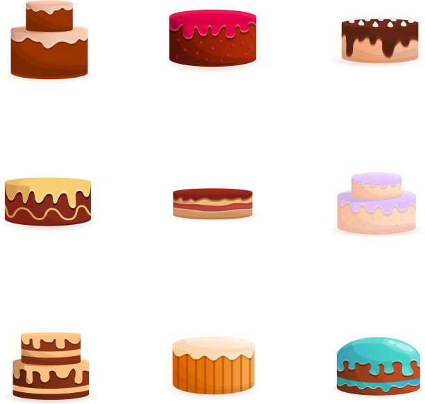 蛋糕图标集卡通风格图片下载