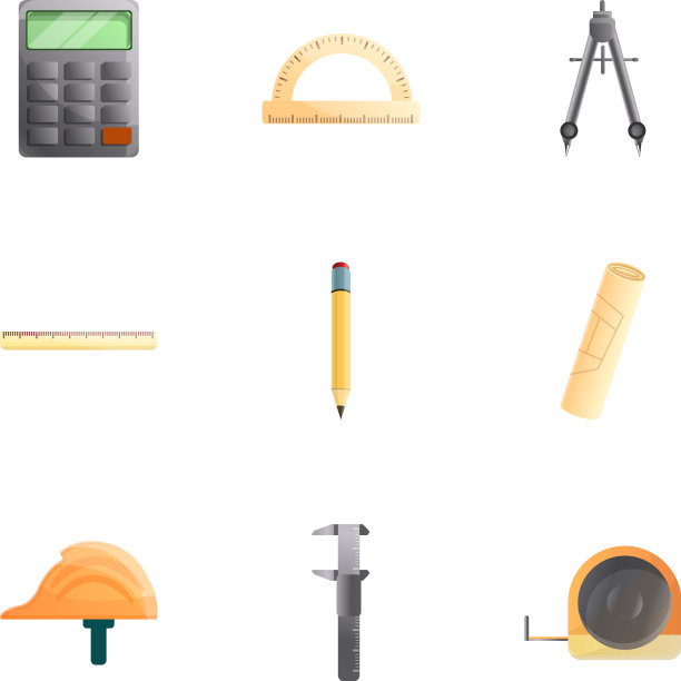工程师工具图标设置卡通风格图片下载