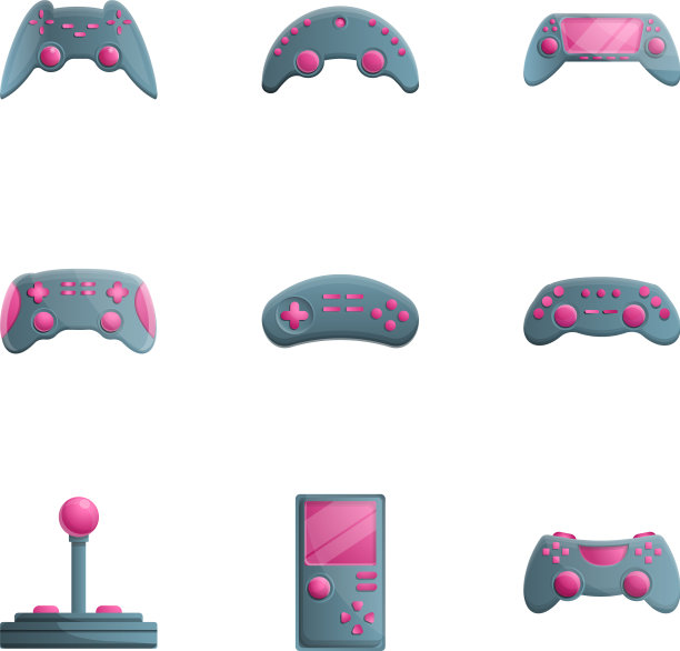 操纵杆图标设置卡通风格图片下载