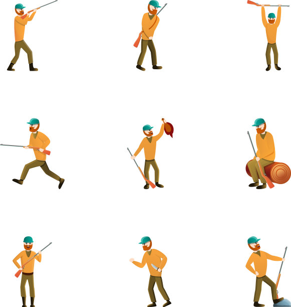 猎人的枪图标设置卡通风格图片下载