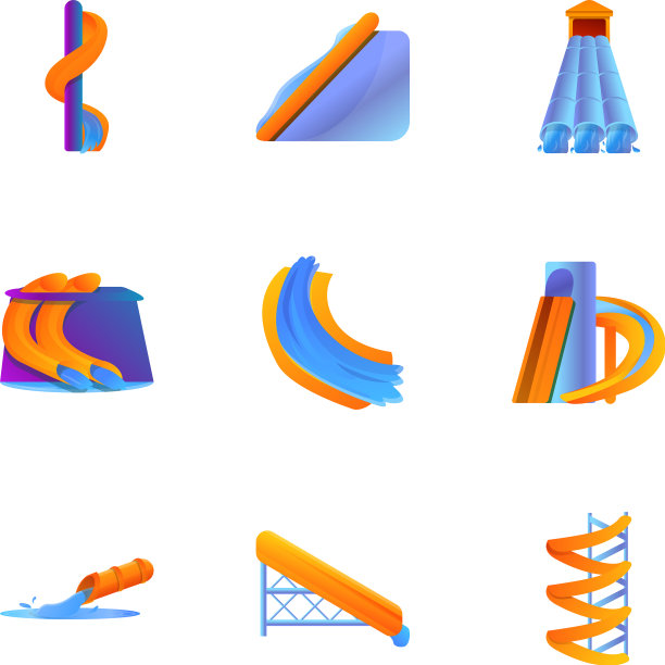 水公园图标设置卡通风格图片下载