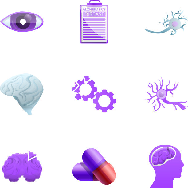 阿兹海默症图标集卡通风格图片下载