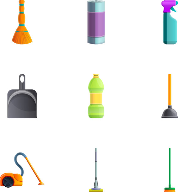 清洗设备图标集卡通风格图片下载