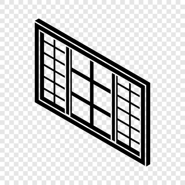 木窗框图标简单的黑色风格图片下载