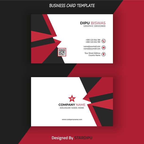 红色和黑色的时尚名片图片下载