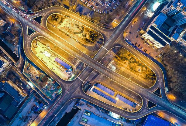 航拍天津城市立交桥在中国图片下载