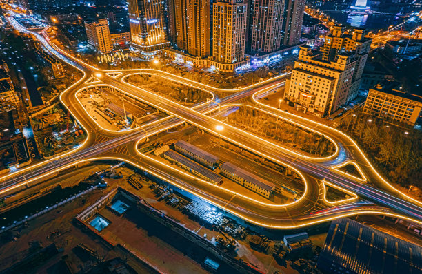 航拍天津城市立交桥在中国图片下载